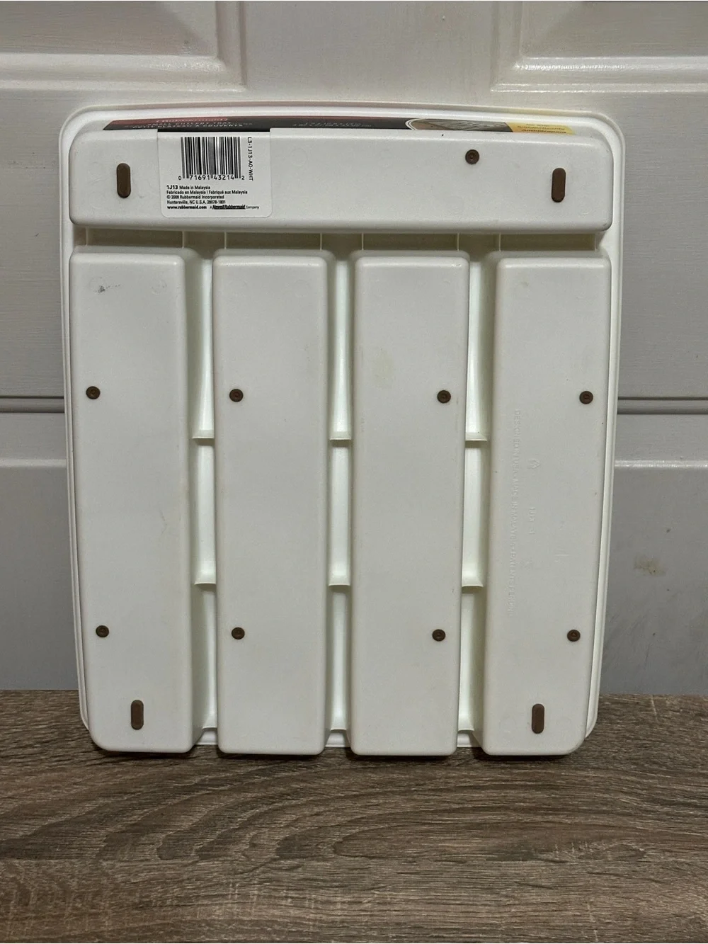 Rubbermaid No-Slip Small Silverware Draw Tray Organizer, White With Brown Insert